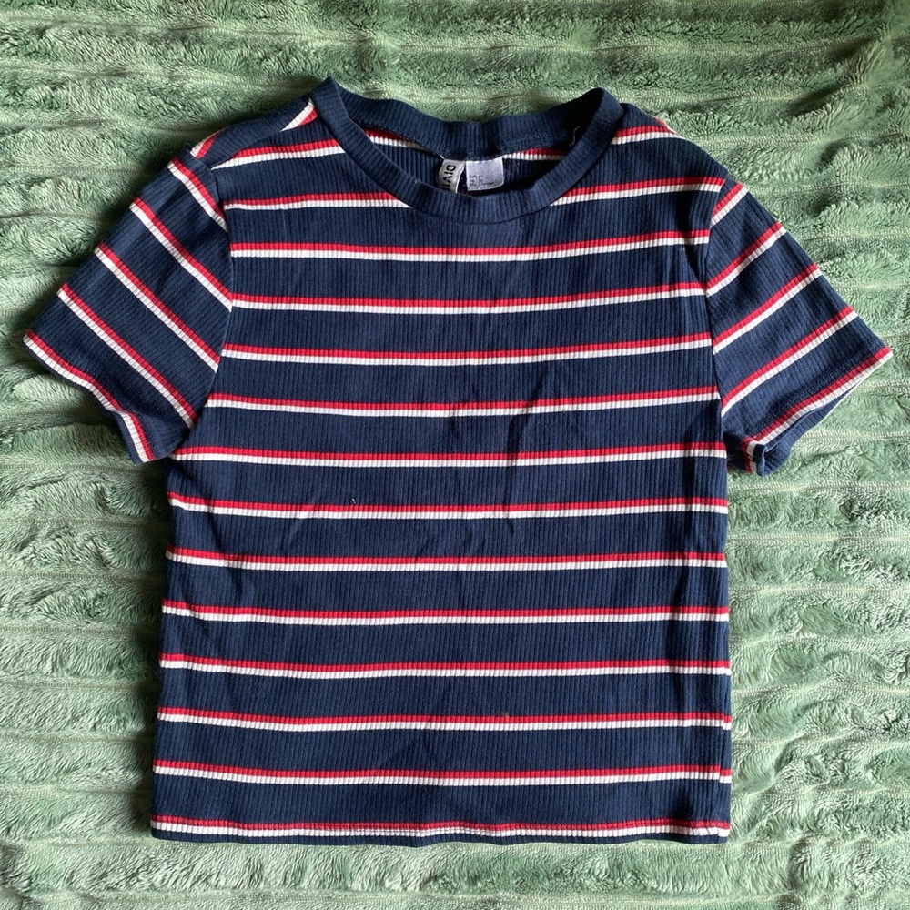 H&M Navy and Red Striped Tee